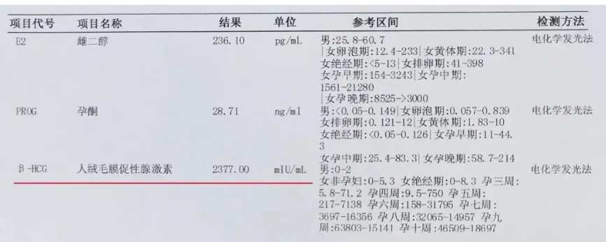 怀孕的hcg检查报告